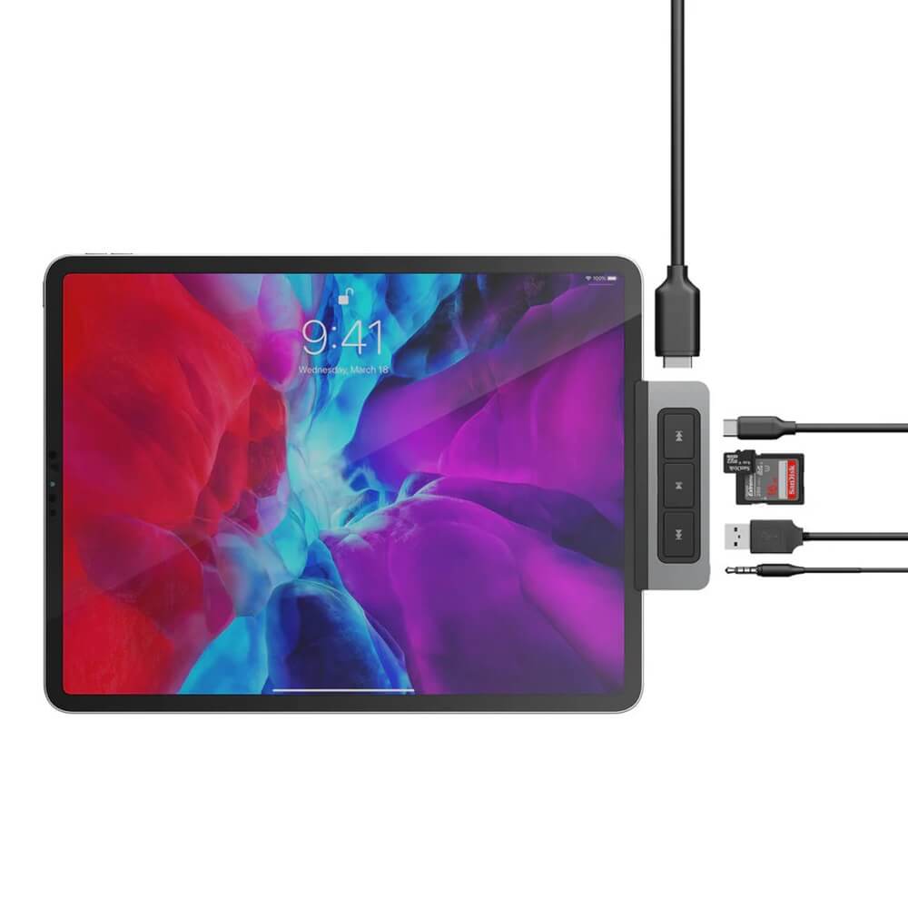 HyperDrive 6-in-1 USB-C Media Hub for iPad Pro/Air (HD449) — side view