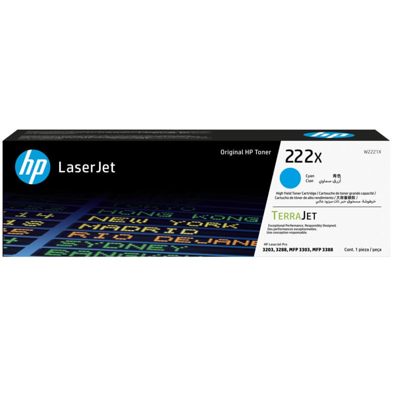 HP 222X High Yield Cyan LaserJet Toner Cartridge (W2221X) image 1