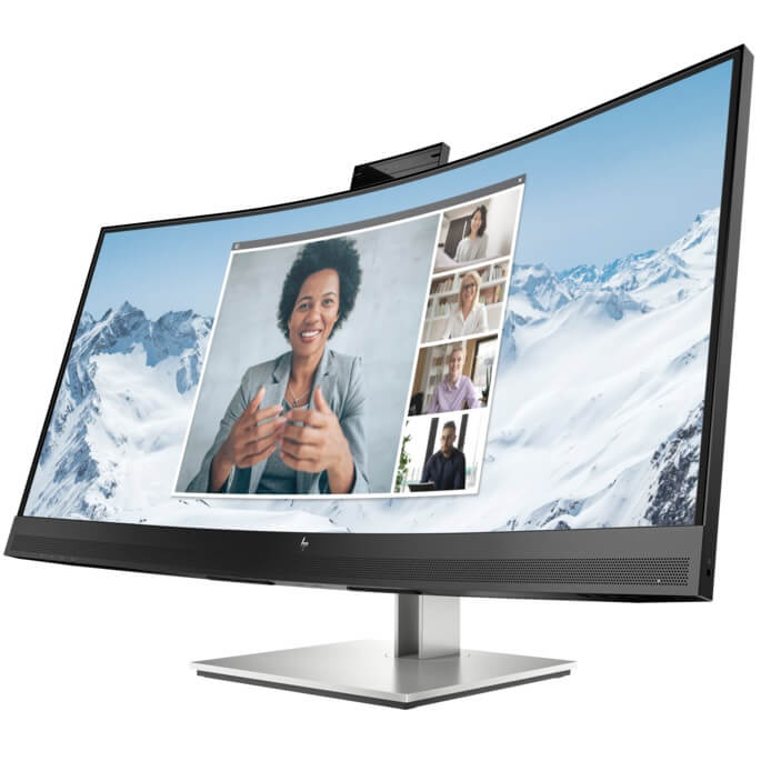 HP E34m G4 34″ WQHD Curved USB-C Conferencing Monitor (40Z26AS) — side view
