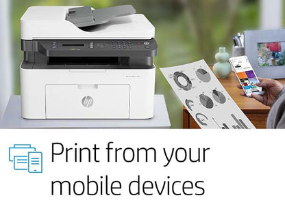 HP MFP 137fnw Mono Laser Printer (4ZB84A) — side view