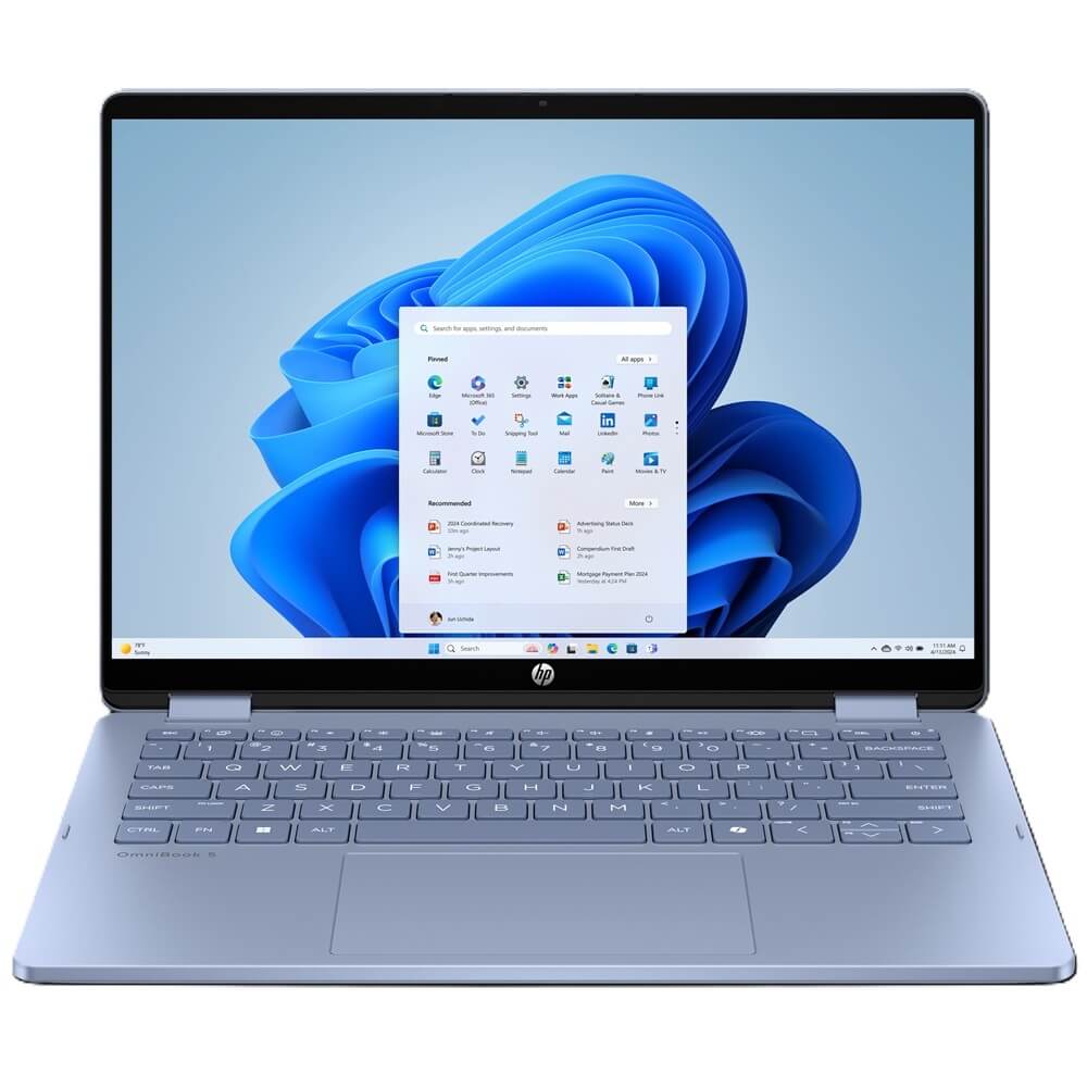 HP OmniBook 5 Flip 14-fp0005ni 2-in-1 Laptop – Core 7 150U / 14″ 2K Touch / 16GB RAM / 1TB SSD / Win 11 Home / Sky Blue (C81S
