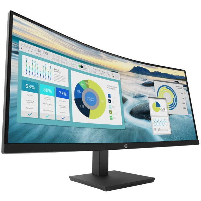 HP P34hc G4 34″ WQHD USB-C Curved Monitor (21Y56AA) — front view
