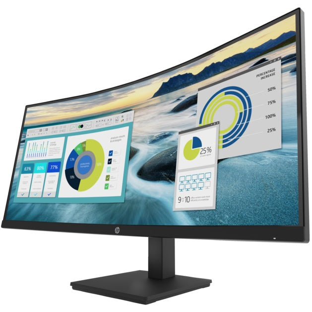 HP P34hc G4 34″ WQHD USB-C Curved Monitor (21Y56AA) — side view