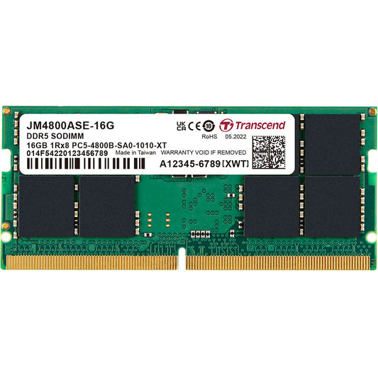 Transcend 16GB DDR5 4800MHz Notebook Memory Module (JM4800ASE-16G) image 1