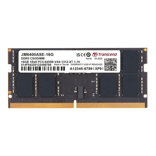 Transcend 16GB DDR5 6400MHz CSODIMM Notebook Memory Module (JM6400ASE-16G) image 1