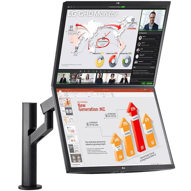 LG 27QP88D 27″ QHD Ergo Dual Monitor with USB Type-C (LG-27QP88D) image 4