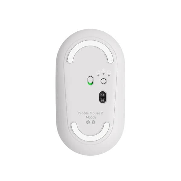 Logitech Pebble Mouse 2 M350s Compact Bluetooth Mouse – Tonal White (910-007013) — rear view