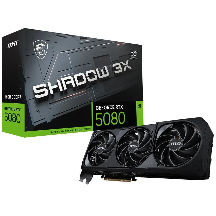 MSI GeForce RTX 5080 16GB SHADOW 3X OC Graphics Card (G5080-16S3C) image 1