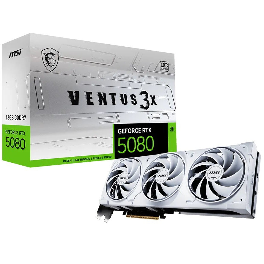 MSI GeForce RTX 5080 16GB VENTUS 3X OC WHITE Graphics Card (G5080-16V3CW) image 1