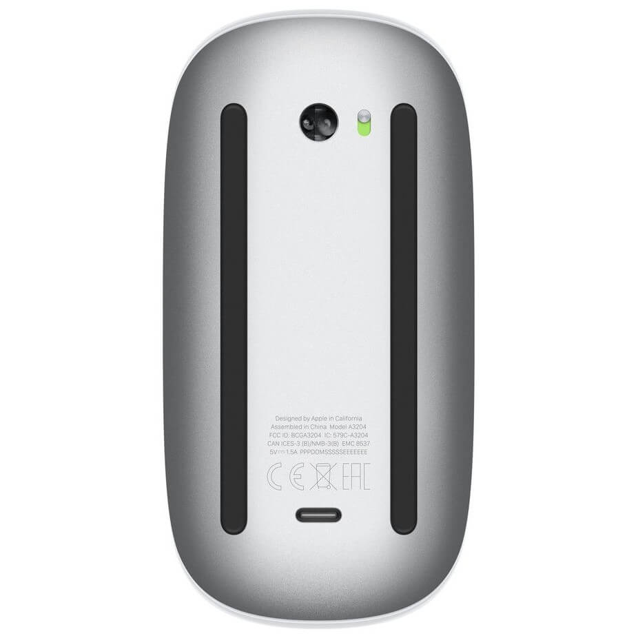 Apple Magic Mouse (USB‑C) with Multi-Touch Surface – White (MXK53Z/A) — rear view