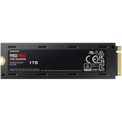 Samsung 980 PRO 1TB PCle 4.0 NVMe M.2 Solid State Drive with Heatsink (MZ-V8P1T0CW) — front view