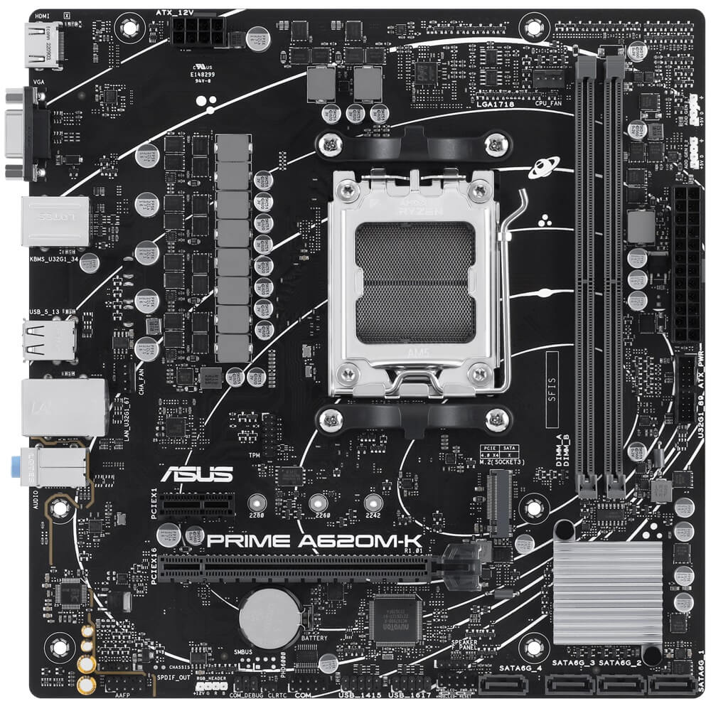 ASUS PRIME A620M-K AM5 micro-ATX Motherboard (90MB1F40-M0EAY0) image 1