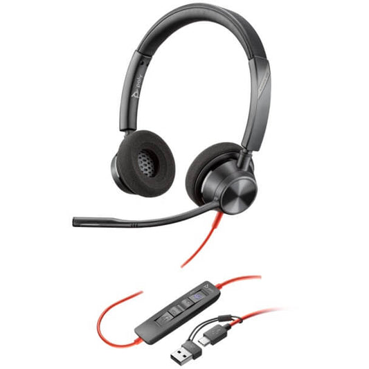 Poly Blackwire 3320 Stereo Microsoft Teams Certified USB-C Headset + USB-C/A Adapter (8X220AA) image 1