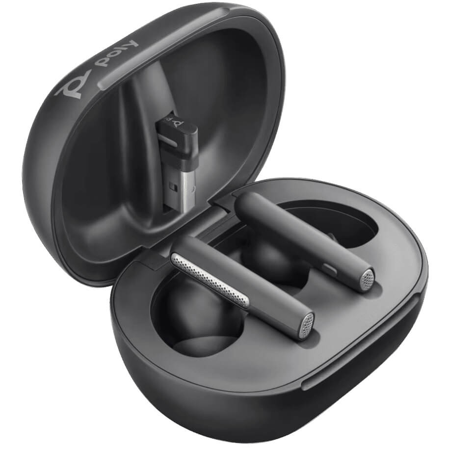 Poly Voyager Free 60+ UC M Carbon Black Earbuds (7Y8H0AA) — side view