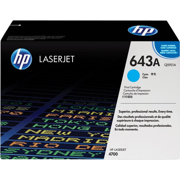 Genuine HP 643A Cyan LaserJet Toner Cartridge (Q5951A) image 1