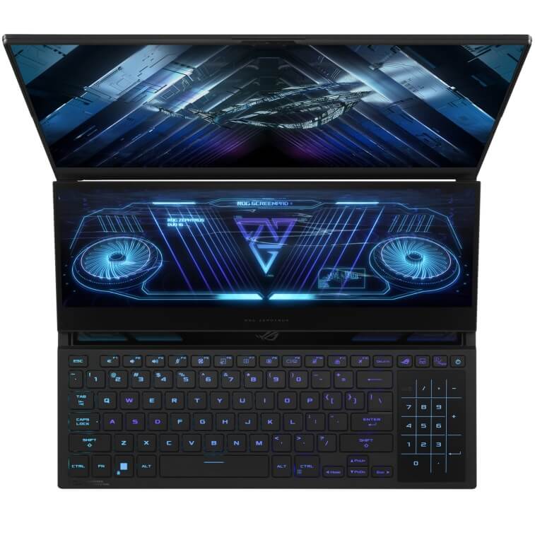 ASUS ROG Zephyrus Duo GX650 Gaming Notebook PC – Ryzen 9 7945HX / 16″ QHD+ 240Hz + 14″ 4K Touch / 32GB RAM / 1TB SSD / NVIDIA RTX 4080 12GB / Win 11 Home / Black (GX650PZ-93210B0W) image 4