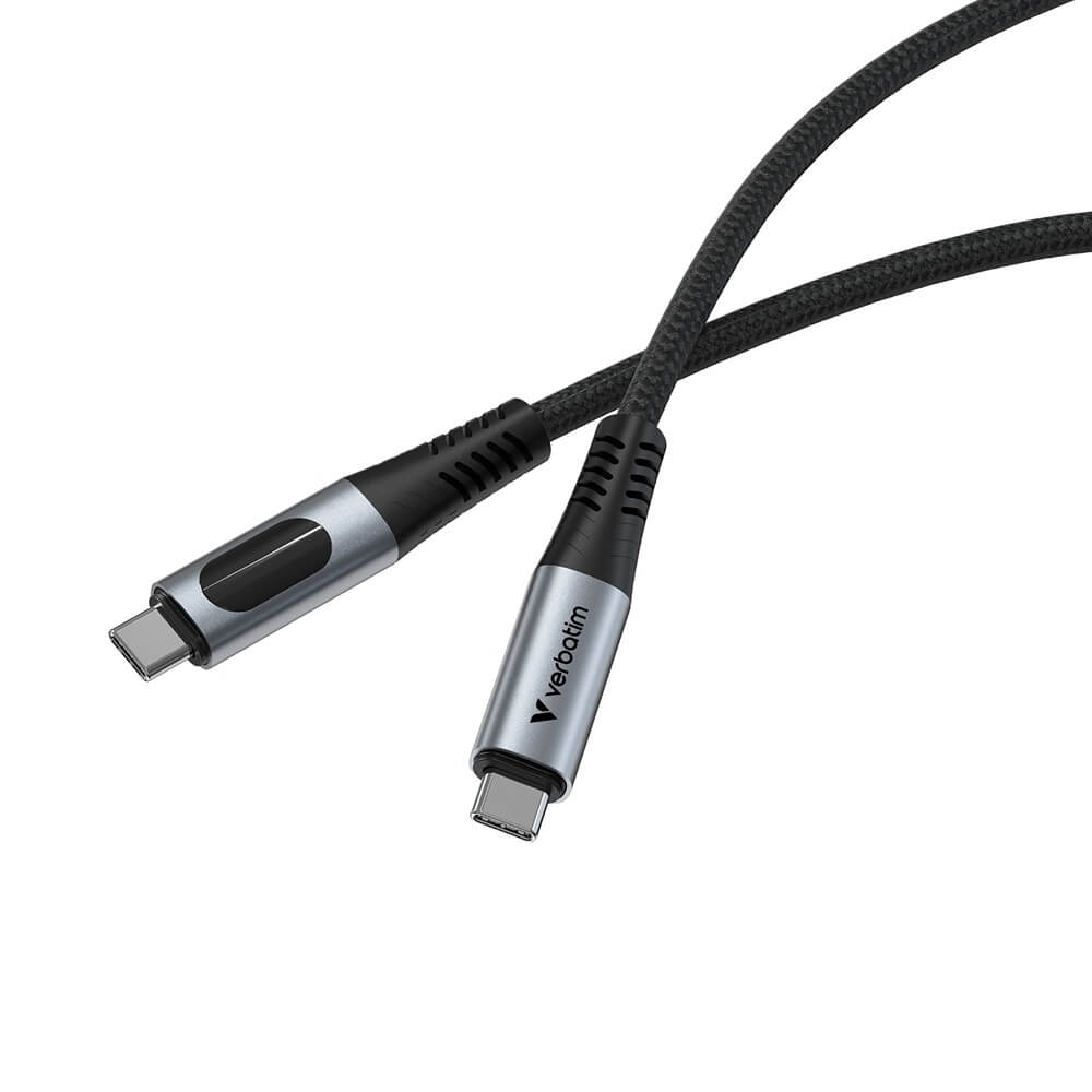 Verbatim Sync & Charge 100W Power Display Cable – Black (31848) — detail view