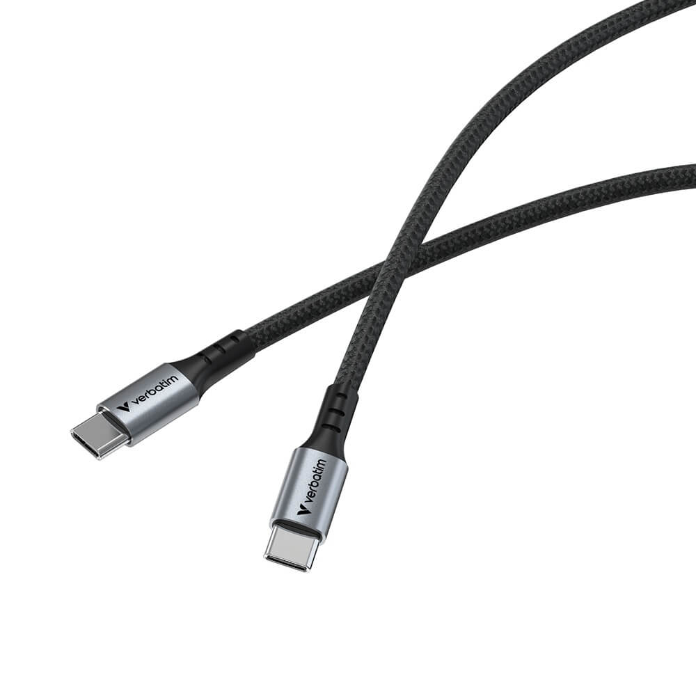 Verbatim Sync & Charge 100W USB-C to USB-C Cable – Black (31846) — front view