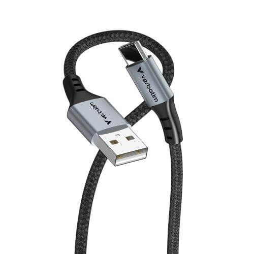Verbatim Sync & Charge 18W USB-A to USB-C Cable – Black (31843) — side view