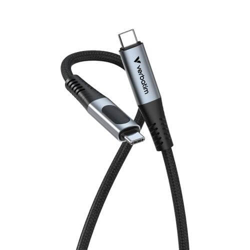 Verbatim Sync & Charge 240W USB4 Power Display Cable – Black (31849) — side view
