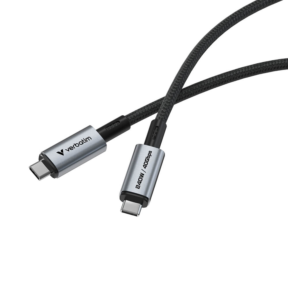 Verbatim Sync & Charge 240W USB4 Cable – Black (31847) — front view
