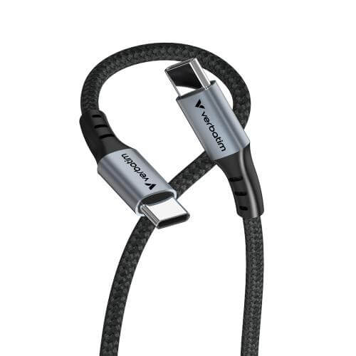 Verbatim Sync & Charge 60W USB-C to USB-C Cable – Black (31845) — in use