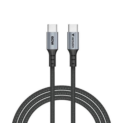 Verbatim Sync & Charge 60W USB-C to USB-C Cable – Black (31845) — rear view
