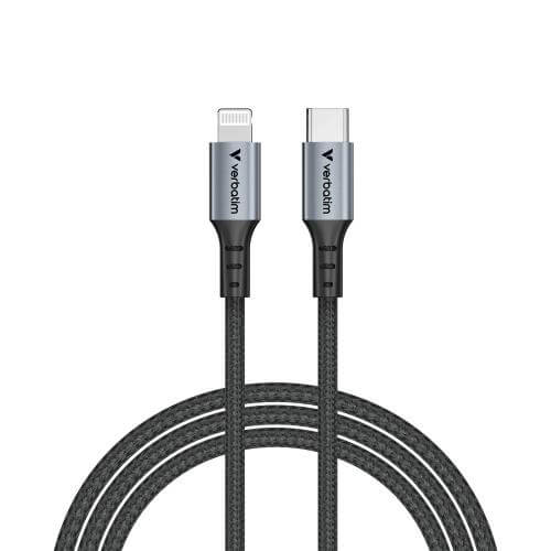 Verbatim Sync & Charge USB-C to Lightning Cable – Black (31844) image 1