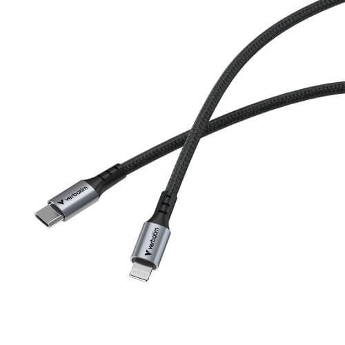 Verbatim Sync & Charge USB-C to Lightning Cable – Black (31844) image 2