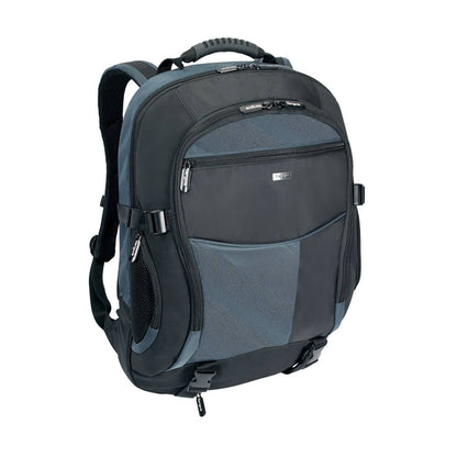 Targus Atmosphere 17-18″ XL Laptop Backpack – Black/Blue (TCB001EU) — front view