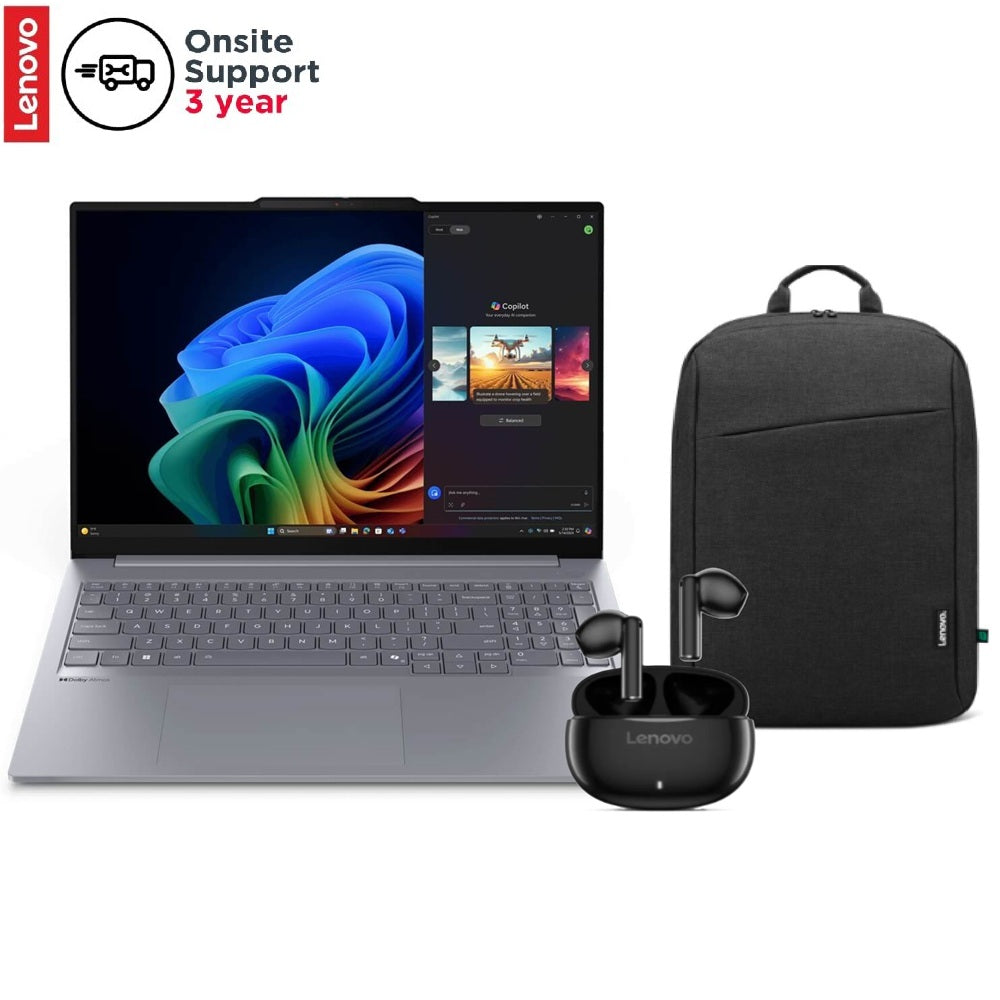 Lenovo ThinkBook 16 G7 QOY Notebook PC (21NH000DSA) + Lenovo B210 16″ Backpack (4X41Q27245) + Lenovo E310 True Wireless Stere