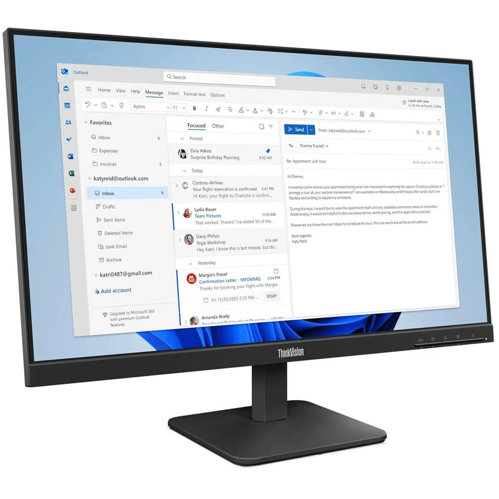 Lenovo ThinkVision S24-4e 23.8″ Full HD IPS Monitor (64B5KAT1SA) — front view