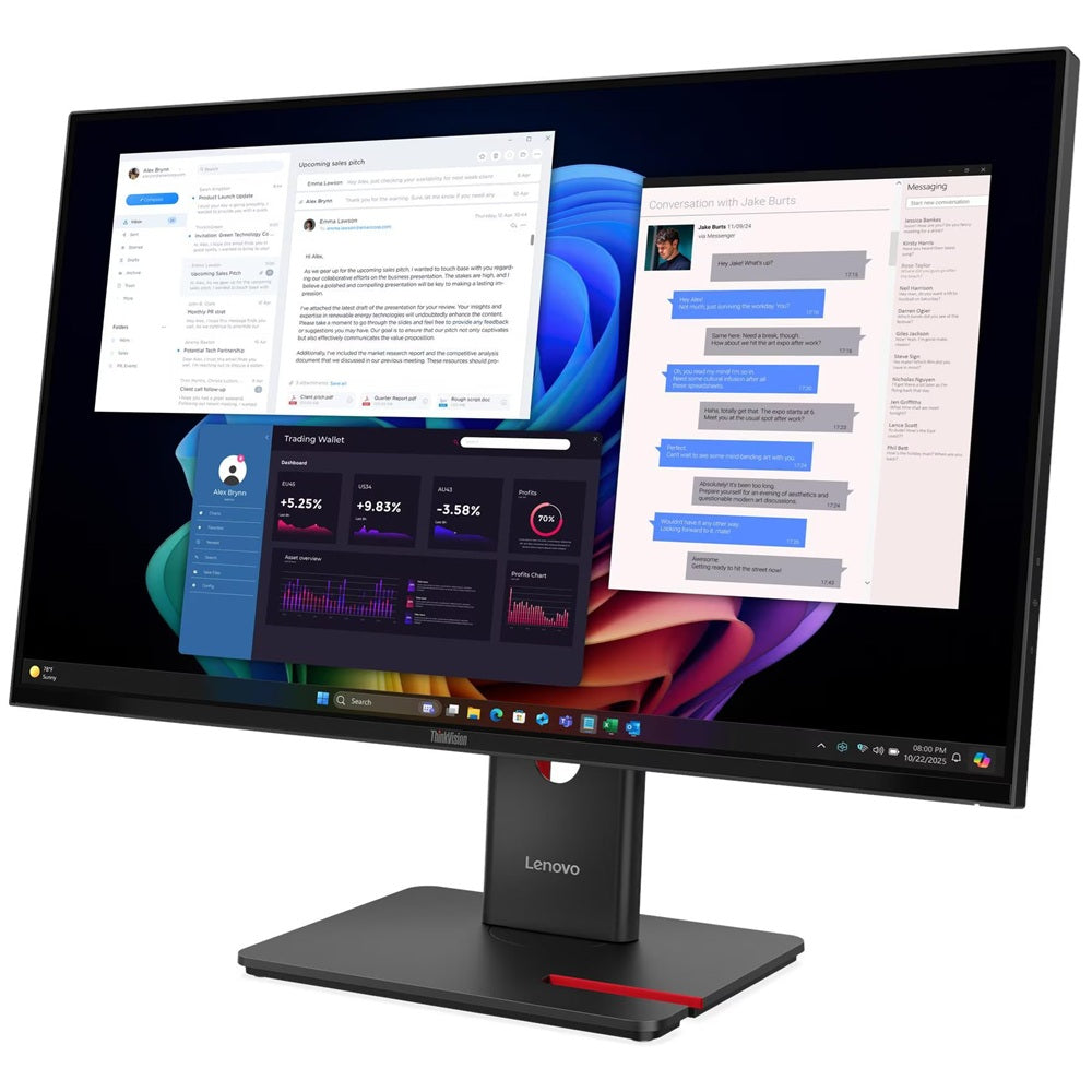 Lenovo ThinkVision T27UD-40 27-inch UHD Monitor (64AFGAT2SA) — side view