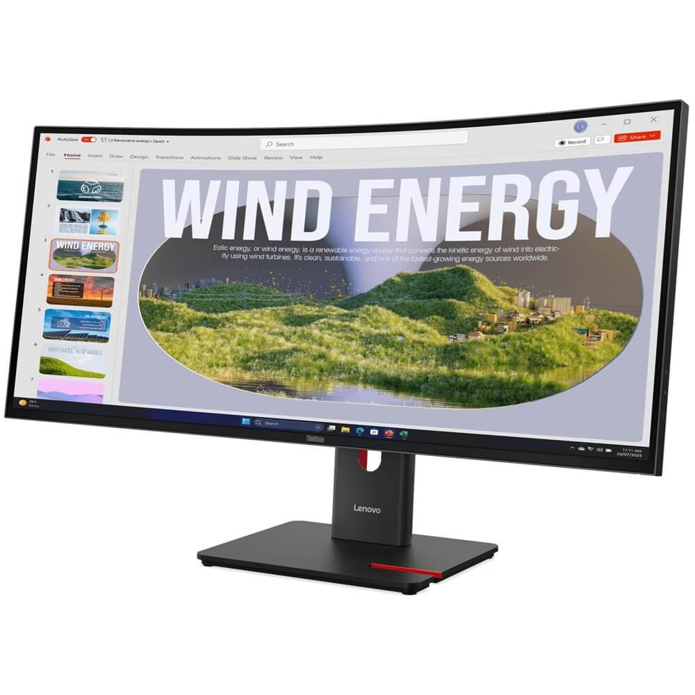 Lenovo ThinkVision T34WD-40 34″ WQHD Curved Monitor (64AEGAT1SA) — side view