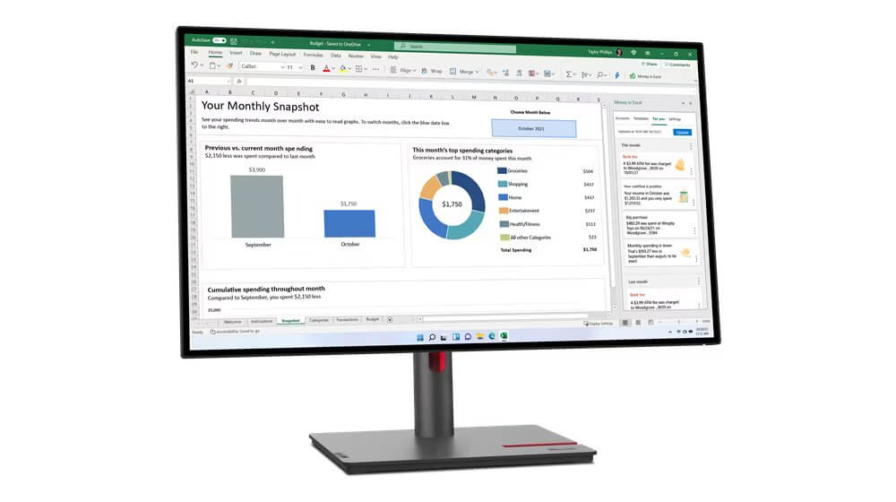 Lenovo ThinkVision P27q-30 27″ 2K QHD Monitor (63A2GAT1SA) — front view