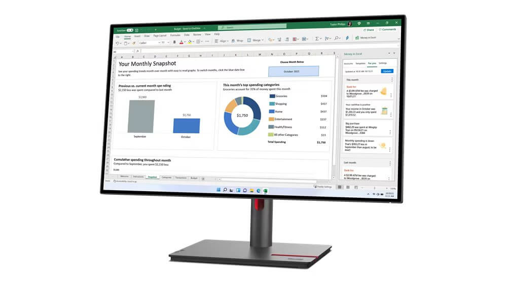 Lenovo ThinkVision P27q-30 27″ 2K QHD Monitor (63A2GAT1SA) — side view
