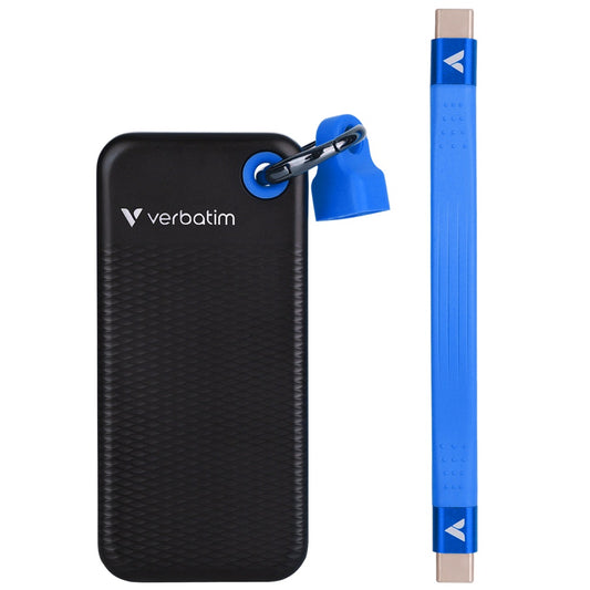 Verbatim Pocket 1TB Solid State Drive with Keyring Cable – Black/Blue (32191) image 1