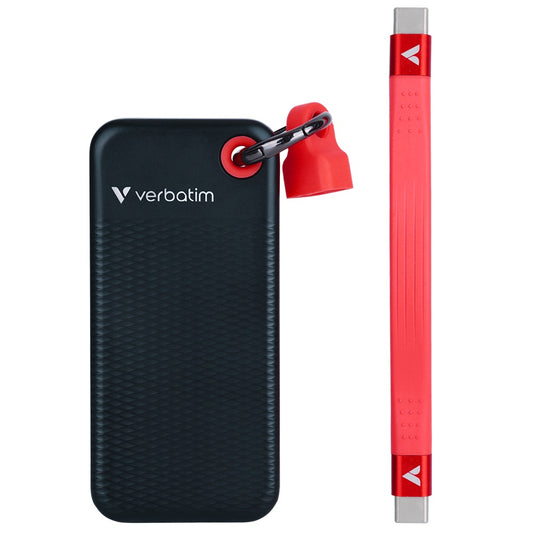 Verbatim Pocket 1TB Solid State Drive with Keyring Cable – Black/Red (32192) image 1