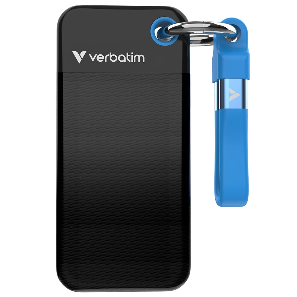 Verbatim Pocket 2TB Solid State Drive with Keyring Cable – Black/Blue (32195)