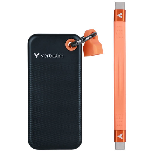 Verbatim Pocket 2TB Solid State Drive with Keyring Cable – Black/Orange (32197) image 1