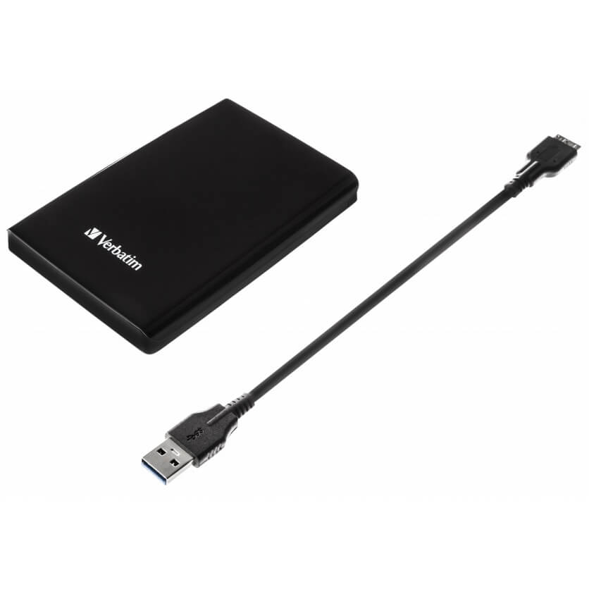 Verbatim Store ‘n’ Go 2TB USB 3.0 Portable Hard Drive – Black (53177) — side view