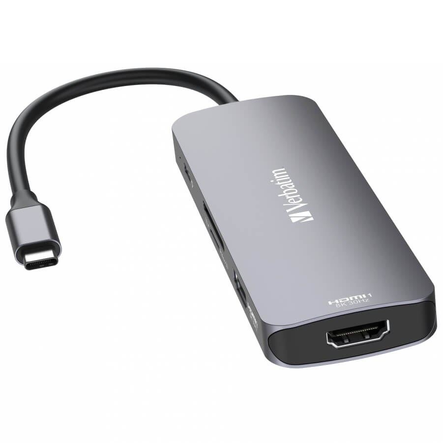 Verbatim USB-C Pro Multiport Hub – CMH-08 (32151) — side view