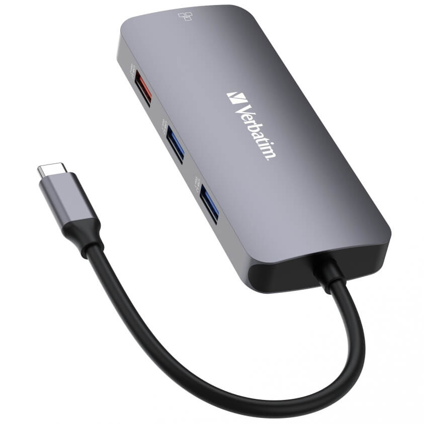 Verbatim USB-C Pro Multiport Hub – CMH-09 (32152) — rear view