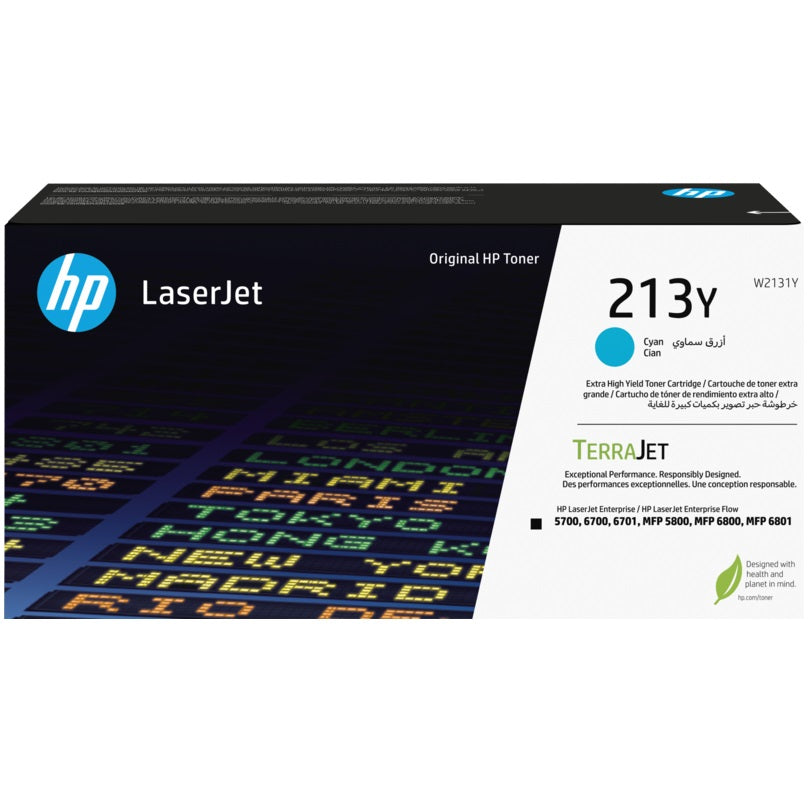Genuine HP 213Y Extra High Yield Cyan LaserJet Toner Cartridge (W2131Y) image 1