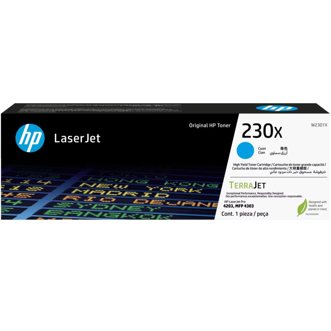 Genuine HP 230X Cyan LaserJet Toner Cartridge (W2301X) image 1