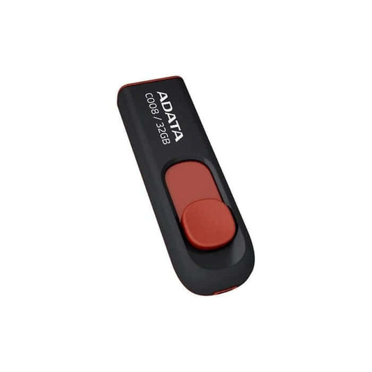 ADATA C008 32GB USB 2.0 Type-A Black & Red Flash Drive (AC008-32G-RKD) image 1