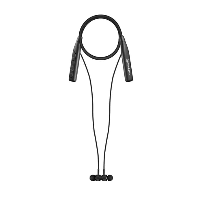 Amplify Cappella Series Black Neckbrand Bluetooth Earphones (AM-1010-BK) — rear view