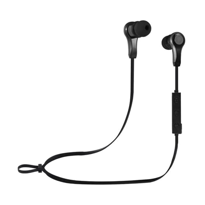 Amplify Blue Series Solid Black Bluetooth Earphones (AM-1106-BK) — side view