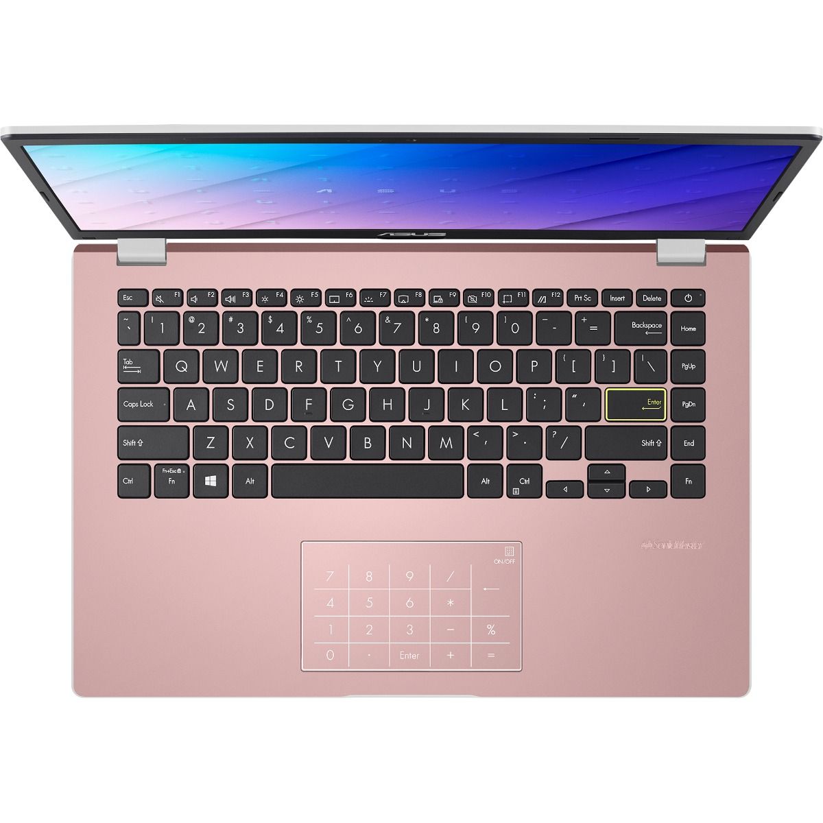 ASUS E410 Notebook PC – Celeron N4020 / 14.0″ HD / 4GB RAM / 128GB EMMC Drive / Win 11 Home / Pink (E410MA-C4128P2W) — front 
