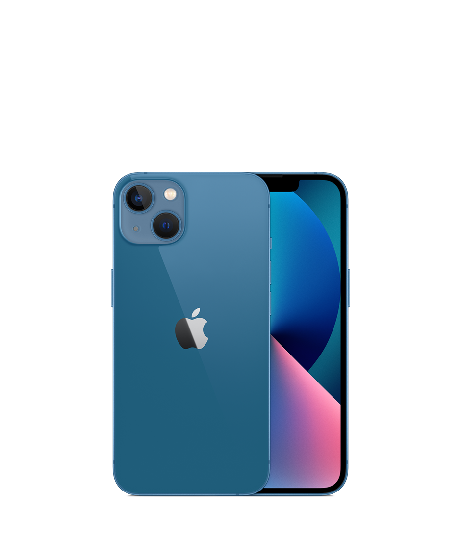 Apple iPhone 13 6.1-inch 512GB in Blue — official Apple front and back view